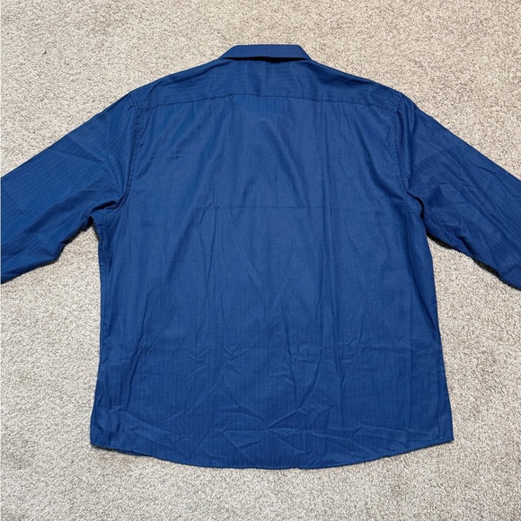 Rosso Milano Italy Dress Shirt 3XL Modern Fit Blue Textured Button Up NWT $179 - Picture 3 of 10